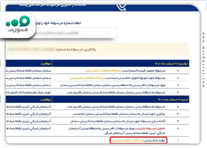 سامانه رهگیری مرسولات پستی 2