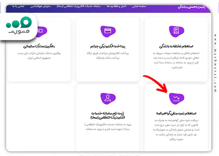 نحوه استعلام نمره منفی از سامانه راهور 120