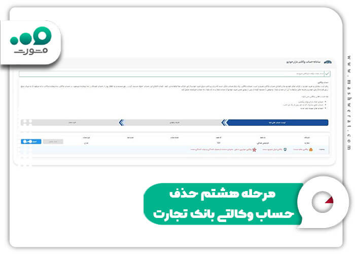 مرحله هشتم حذف حساب وکالتی بانک تجارت