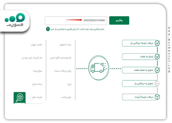 گام دوم مشاهده بسته در مسیر توزیع در شهر مقصد تیپاکس