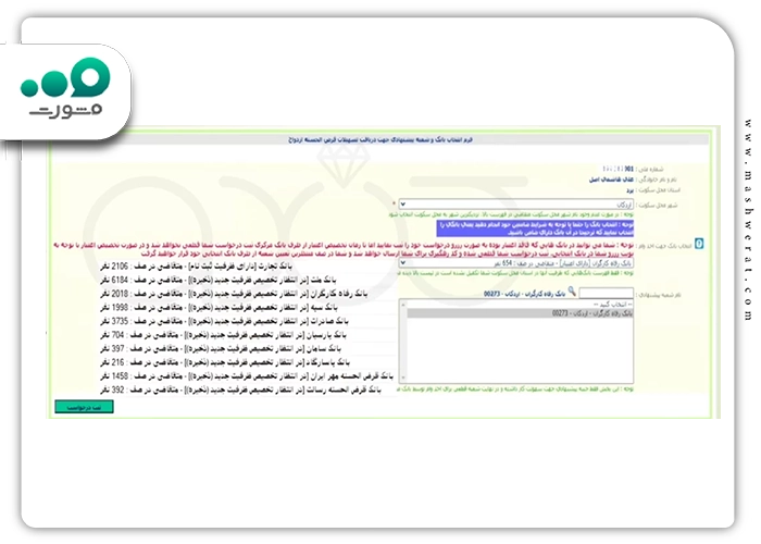مرحله پنجم تعیین شعبه وام ازدواج